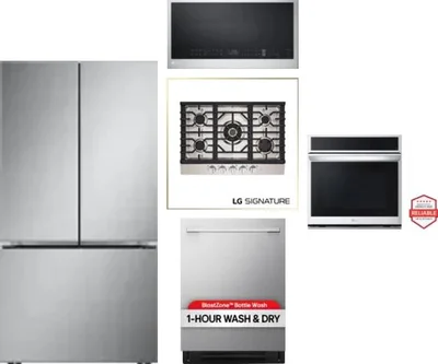 5 Piece Package Includes Refrigerator, Cooktop, Wall Oven, Microwave And Dishwasher