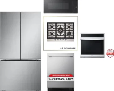 5 Piece Package Includes Refrigerator, Cooktop, Wall Oven, Microwave And Dishwasher
