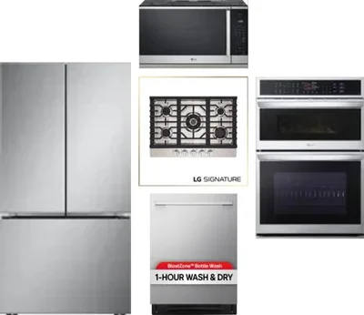 5 Piece Package Includes Refrigerator, Cooktop, Wall Oven, Microwave And Dishwasher