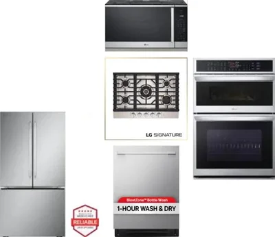 5 Piece Package Includes Refrigerator, Cooktop, Wall Oven, Microwave And Dishwasher