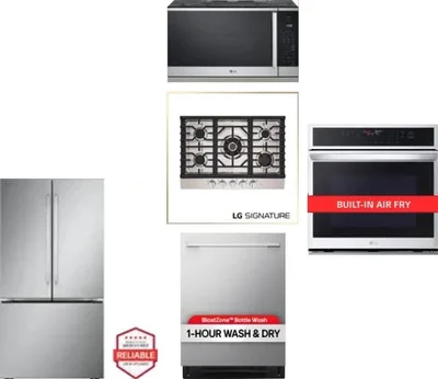5 Piece Package Includes Refrigerator, Cooktop, Wall Oven, Microwave And Dishwasher