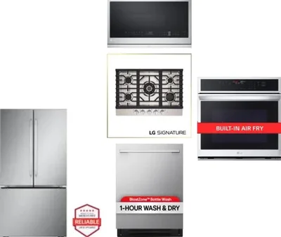 5 Piece Package Includes Refrigerator, Cooktop, Wall Oven, Microwave And Dishwasher