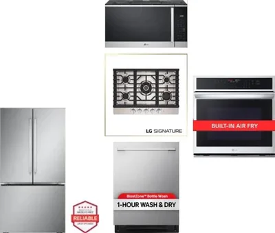 5 Piece Package Includes Refrigerator, Cooktop, Wall Oven, Microwave And Dishwasher