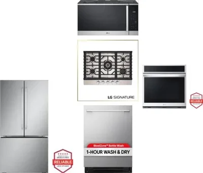 5 Piece Package Includes Refrigerator, Cooktop, Wall Oven, Microwave And Dishwasher