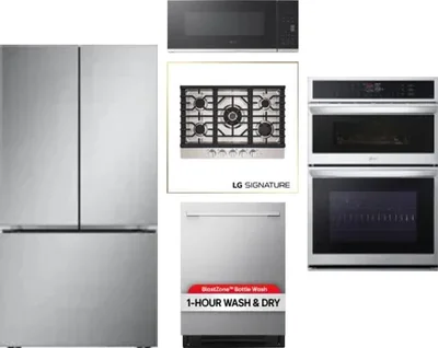 5 Piece Package Includes Refrigerator, Cooktop, Wall Oven, Microwave And Dishwasher