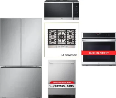 5 Piece Package Includes Refrigerator, Cooktop, Wall Oven, Microwave And Dishwasher