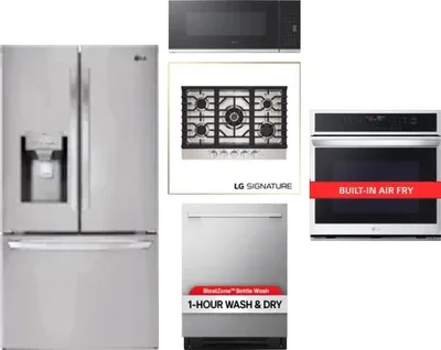 5 Piece Package Includes Refrigerator, Cooktop, Wall Oven, Microwave And Dishwasher