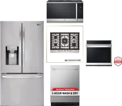 5 Piece Package Includes Refrigerator, Cooktop, Wall Oven, Microwave And Dishwasher