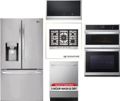5 Piece Package Includes Refrigerator, Cooktop, Wall Oven, Microwave And Dishwasher