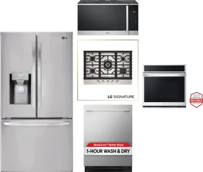 5 Piece Package Includes Refrigerator, Cooktop, Wall Oven, Microwave And Dishwasher
