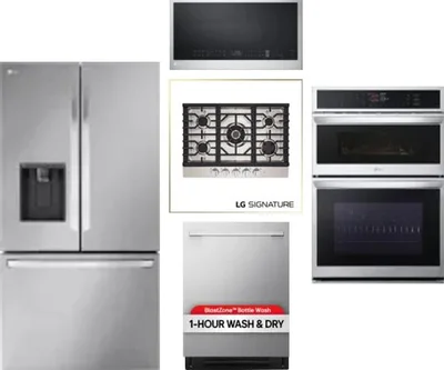 5 Piece Package Includes Refrigerator, Cooktop, Wall Oven, Microwave And Dishwasher