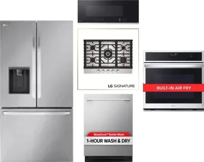 5 Piece Package Includes Refrigerator, Cooktop, Wall Oven, Microwave And Dishwasher