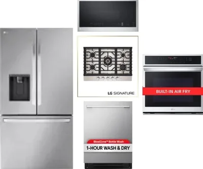 5 Piece Package Includes Refrigerator, Cooktop, Wall Oven, Microwave And Dishwasher