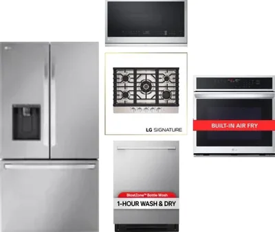 5 Piece Package Includes Refrigerator, Cooktop, Wall Oven, Microwave And Dishwasher