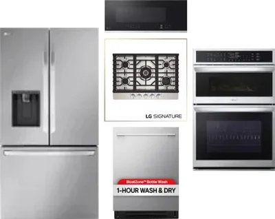 5 Piece Package Includes Refrigerator, Cooktop, Wall Oven, Microwave And Dishwasher