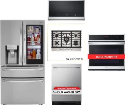 5 Piece Package Includes Refrigerator, Cooktop, Wall Oven, Microwave And Dishwasher