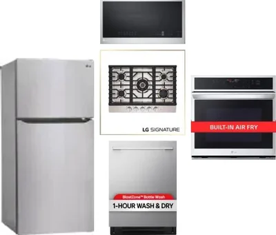 5 Piece Package Includes Refrigerator, Cooktop, Wall Oven, Microwave And Dishwasher