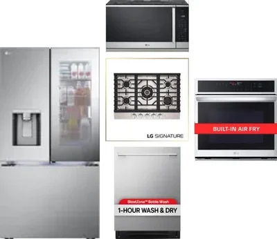 5 Piece Package Includes Refrigerator, Cooktop, Wall Oven, Microwave And Dishwasher