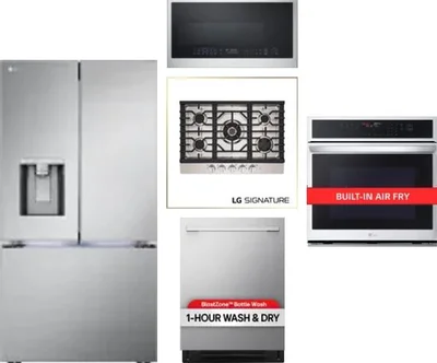 5 Piece Package Includes Refrigerator, Cooktop, Wall Oven, Microwave And Dishwasher