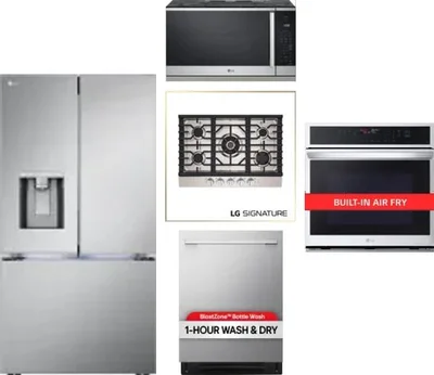 5 Piece Package Includes Refrigerator, Cooktop, Wall Oven, Microwave And Dishwasher