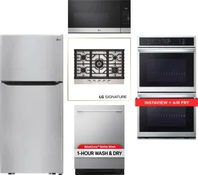 5 Piece Package Includes Refrigerator, Cooktop, Wall Oven, Microwave And Dishwasher