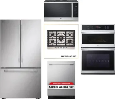 5 Piece Package Includes Refrigerator, Cooktop, Wall Oven, Microwave And Dishwasher