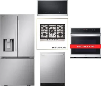 5 Piece Package Includes Refrigerator, Cooktop, Wall Oven, Microwave And Dishwasher