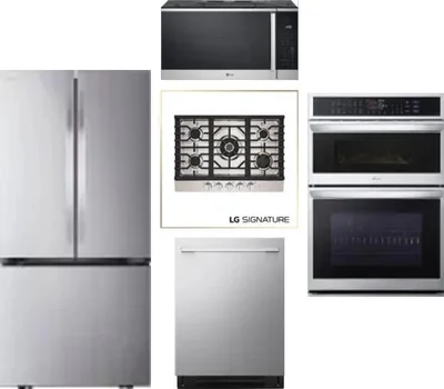 5 Piece Package Includes Refrigerator, Cooktop, Wall Oven, Microwave And Dishwasher