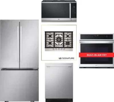 5 Piece Package Includes Refrigerator, Cooktop, Wall Oven, Microwave And Dishwasher