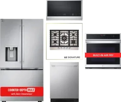 5 Piece Package Includes Refrigerator, Cooktop, Wall Oven, Microwave And Dishwasher