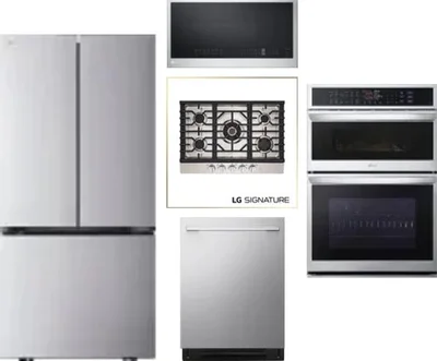 5 Piece Package Includes Refrigerator, Cooktop, Wall Oven, Microwave And Dishwasher