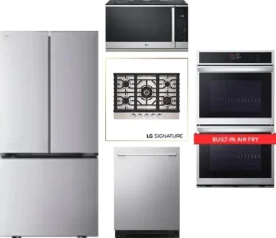 5 Piece Package Includes Refrigerator, Cooktop, Wall Oven, Microwave And Dishwasher