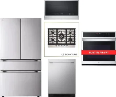 5 Piece Package Includes Refrigerator, Cooktop, Wall Oven, Microwave And Dishwasher