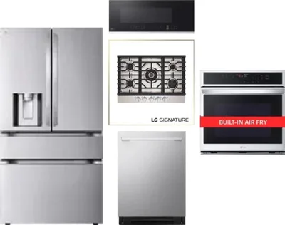 5 Piece Package Includes Refrigerator, Cooktop, Wall Oven, Microwave And Dishwasher