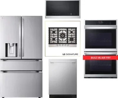 5 Piece Package Includes Refrigerator, Cooktop, Wall Oven, Microwave And Dishwasher