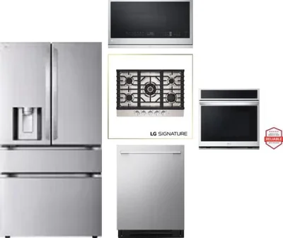 5 Piece Package Includes Refrigerator, Cooktop, Wall Oven, Microwave And Dishwasher