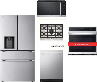 5 Piece Package Includes Refrigerator, Cooktop, Wall Oven, Microwave And Dishwasher