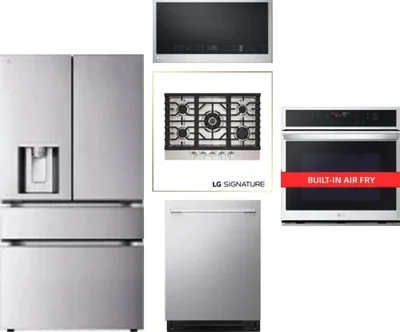 5 Piece Package Includes Refrigerator, Cooktop, Wall Oven, Microwave And Dishwasher