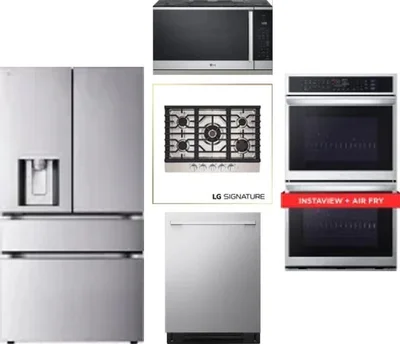 5 Piece Package Includes Refrigerator, Cooktop, Wall Oven, Microwave And Dishwasher