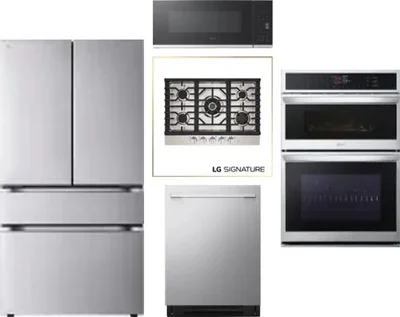 5 Piece Package Includes Refrigerator, Cooktop, Wall Oven, Microwave And Dishwasher