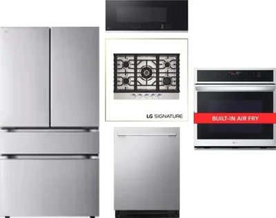 5 Piece Package Includes Refrigerator, Cooktop, Wall Oven, Microwave And Dishwasher