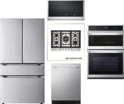 5 Piece Package Includes Refrigerator, Cooktop, Wall Oven, Microwave And Dishwasher