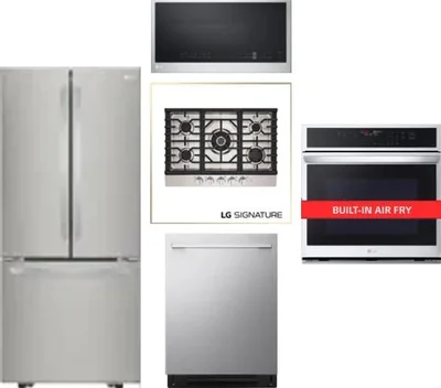 5 Piece Package Includes Refrigerator, Cooktop, Wall Oven, Microwave And Dishwasher
