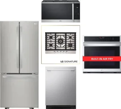 5 Piece Package Includes Refrigerator, Cooktop, Wall Oven, Microwave And Dishwasher