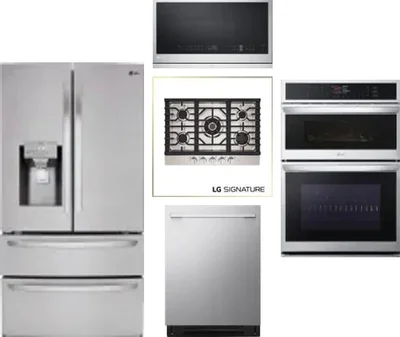 5 Piece Package Includes Refrigerator, Cooktop, Wall Oven, Microwave And Dishwasher