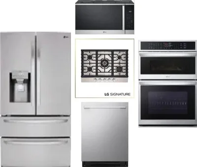 5 Piece Package Includes Refrigerator, Cooktop, Wall Oven, Microwave And Dishwasher