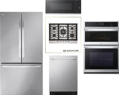 5 Piece Package Includes Refrigerator, Cooktop, Wall Oven, Microwave And Dishwasher