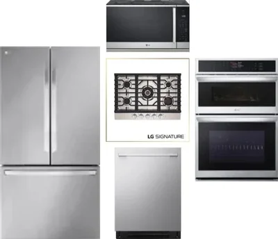 5 Piece Package Includes Refrigerator, Cooktop, Wall Oven, Microwave And Dishwasher