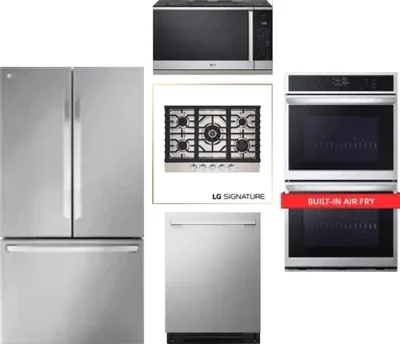 5 Piece Package Includes Refrigerator, Cooktop, Wall Oven, Microwave And Dishwasher