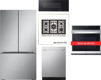 5 Piece Package Includes Refrigerator, Cooktop, Wall Oven, Microwave And Dishwasher
